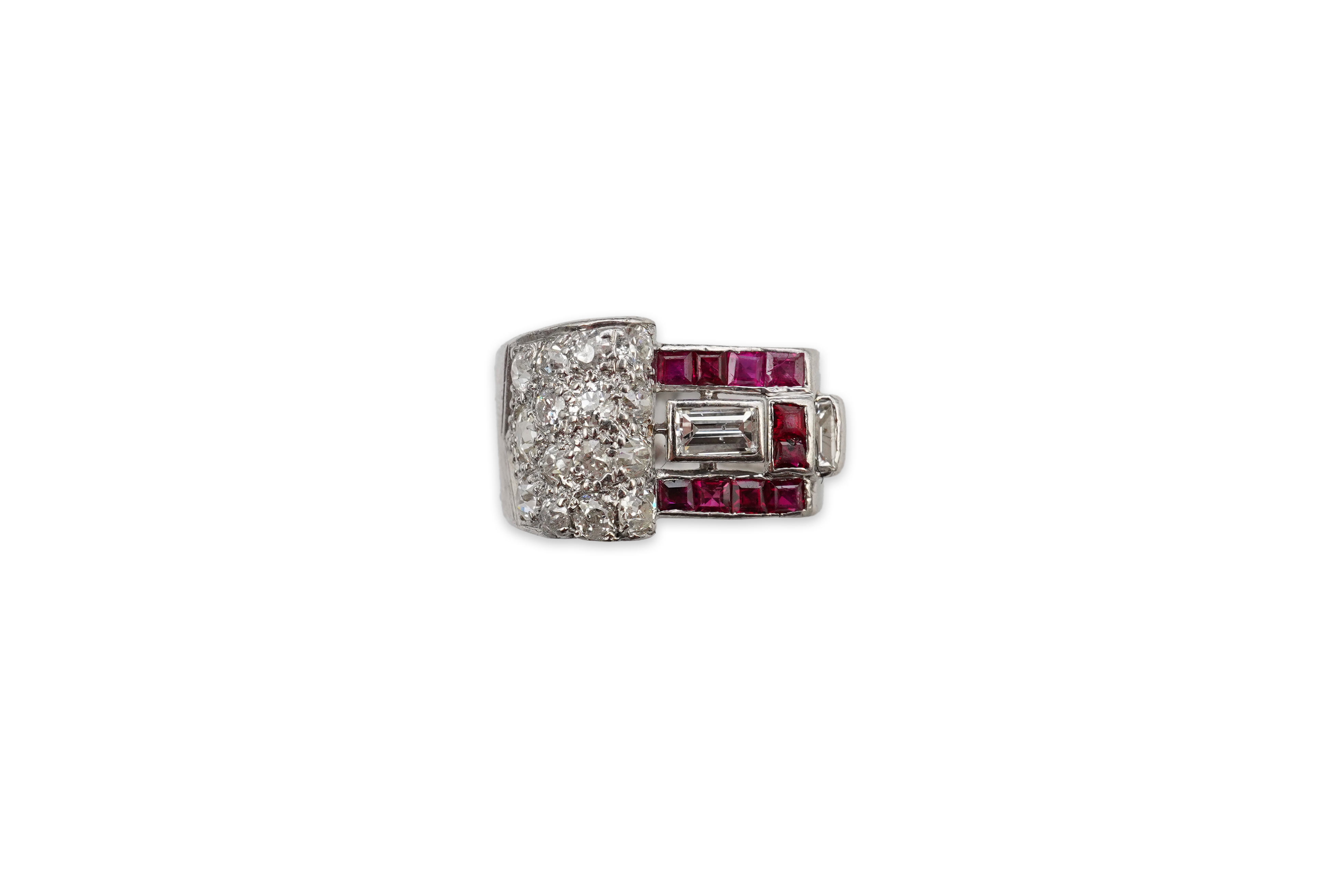 A Retro ruby and diamond ring, circa 1940